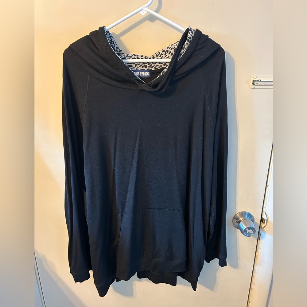 Leopard print hooded sweatshirt